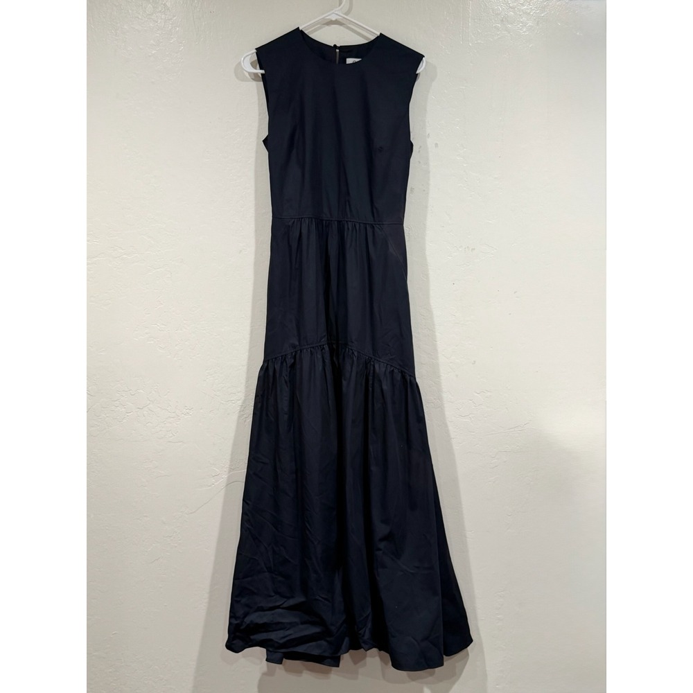 COS Navy Blue Cotton Cut-Out Tiered Maxi Dress Sleeveless US 10 11644258 - Picture 2 of 9